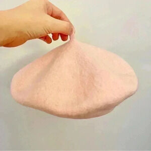 Vintage Wool  Beret Minimalist Pastel Pink Classy Timeless Cute Hat Accessory